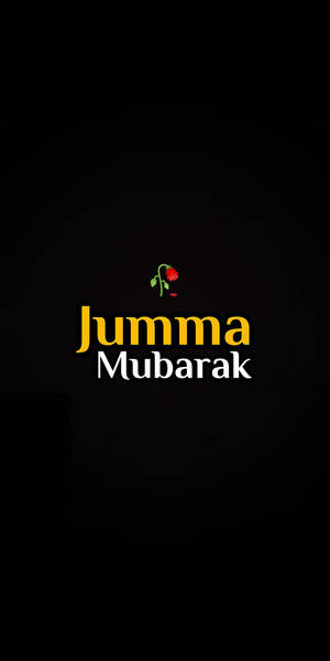 黑色背景上帶有玫瑰圖示的Jumma Mubarak問候語。 — 簡單 壁紙
