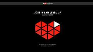 帶有紅色幾何心形和join level up文字的YouTube Gaming標誌。 — YouTube 壁紙