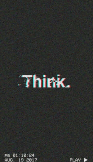 黑色背景上帶有紅色和青色的故障效果文字「Think」。 — Huawei Pura X View 壁紙