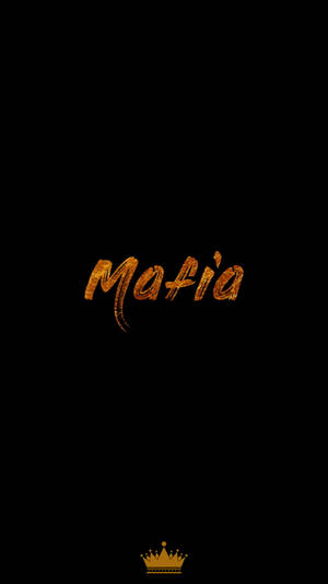 金色閃爍文字寫著「Mafia」，下方有一個小皇冠，背景為黑色。