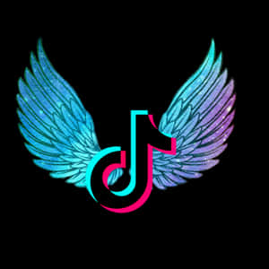 TikTok 標誌，帶有彩色翅膀，黑色背景