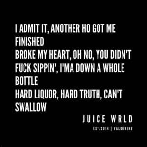 來自Juice WRLD歌曲的黑色背景上的白色文字歌詞 — Jugo GIF 壁紙