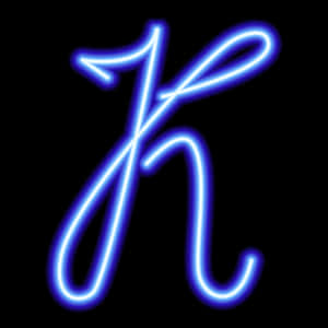 黑色背景上的藍色霓虹字母K — iPad Pro 11 壁紙