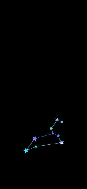 一個色彩繽紛的星座，星星由線條連接在太空中。