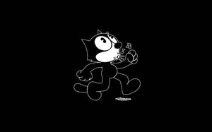一隻卡通貓在極簡黑白線條畫中唱歌，伴有音符。
