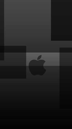 Apple標誌置於深色幾何漸變背景中央。