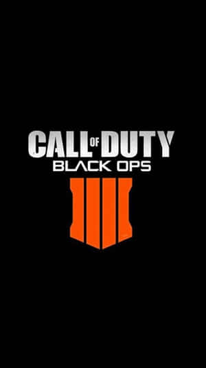Call of Duty Black Ops 4 標誌，白色文字和橙色徽章在黑色背景上