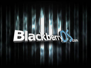 BlackBerry OS 標誌在黑暗背景上帶有發光的藍色和銀色文字。 — 美學電腦 壁紙