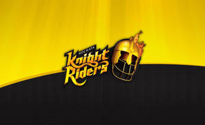 Knight Riders 標誌，帶有火焰頭盔，背景為黃色和黑色。