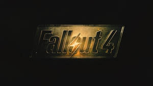 黑色背景上金色發光的 Fallout 4 標誌