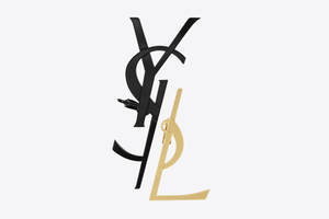 白色背景上的黑金YSL標誌