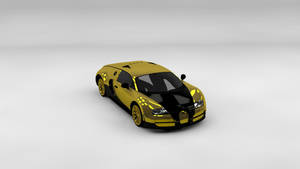 工作室環境中的金色和黑色Bugatti跑車。 — 黑金 壁紙