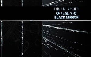 破碎的黑色鏡子，帶有發光裂紋和「BLACK MIRROR」標題文字。 — Netflix GIF 壁紙