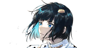 黑髮藍眼的動漫角色向上看。 — 黑川伊佐那 壁紙