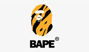 BAPE標誌，特色是虎紋猿頭和下方大膽的黑色文字。