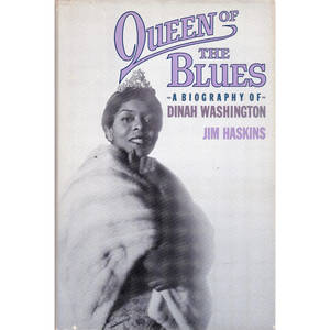 《Queen of the Blues》Dinah Washington 傳記的書封面，附有復古肖像。 — 音樂 GIF 壁紙