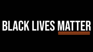 Black lives matter 標語，粗體白色文字，下方有橙色線條 — 黑色動態圖 壁紙