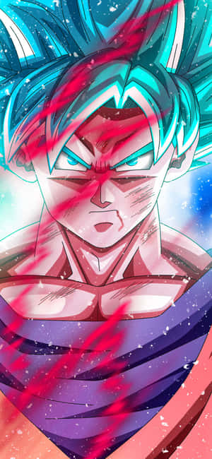 動漫角色，藍色頭髮，紅色能量條紋，在太空中