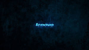 深色紋理背景上的發光藍色 Lenovo 標誌