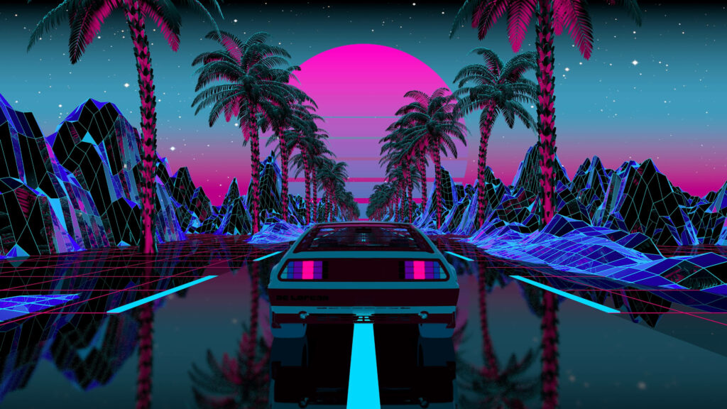 Retrowave Car 4K Wallpaper